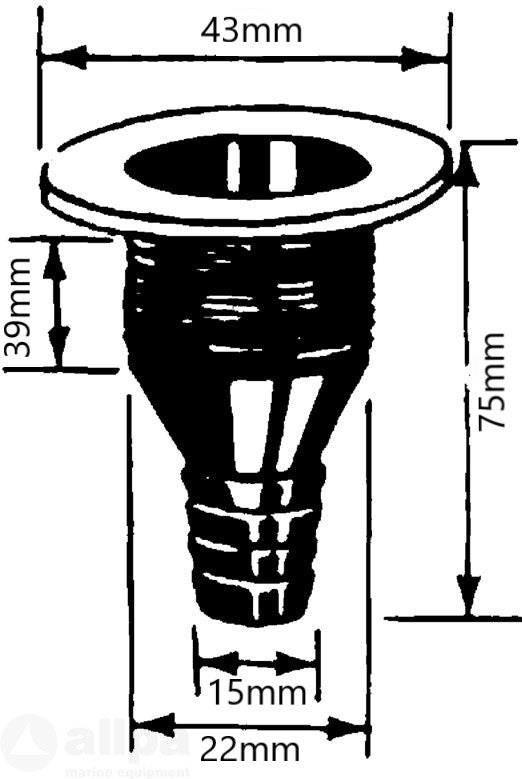 Vandens nutekėjimo antgalis Ø22mm