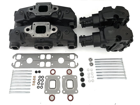 Mercruiser V8-5.0, 5.7, 6.2L Dry Joint Išmetimo kolektoriai + alkūnės 14°, pilnas k-tas 865735A03 + 864591T02 x 2